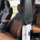 The black and brown interior of the Dark Horse truck.